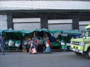 Selling coca leaves in La Paz Bolivia